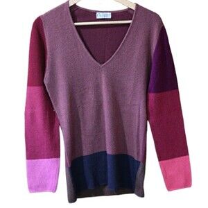 Clements Ribeiro Colorblock Shades of Magenta Pullover Sweater Scotland Medium